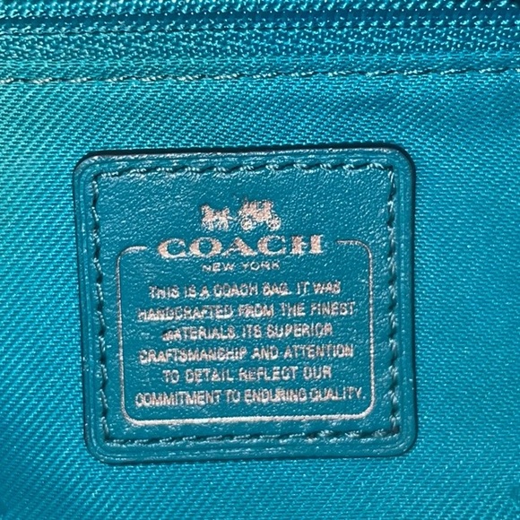 Coach Swagger 27 Turquoise Satchel Crossbody Purse Shoulder Bag & Wallet Set - Picture 13 of 17